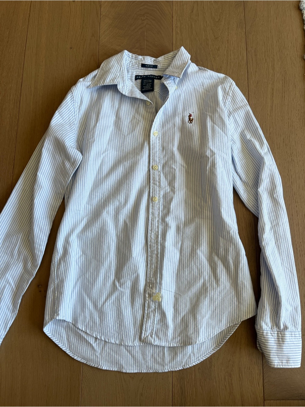 Ralph Lauren Polo NWT Light Blue Pinstripe Slim-fit Oxford Shirt